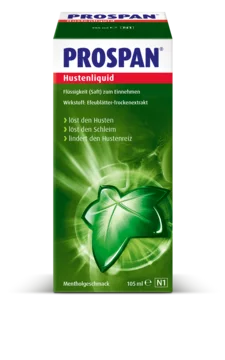 Prospan Hustenliquid hilft dabei festsitzenden Schleim zu lösen.